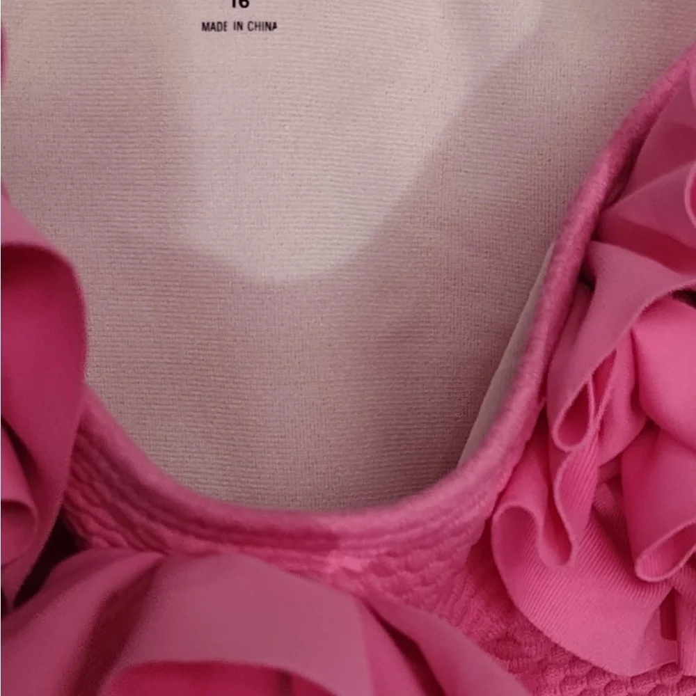 Janie & jack Pink Ruffled Swimsuit size 16 girls pre owned Exellent condition